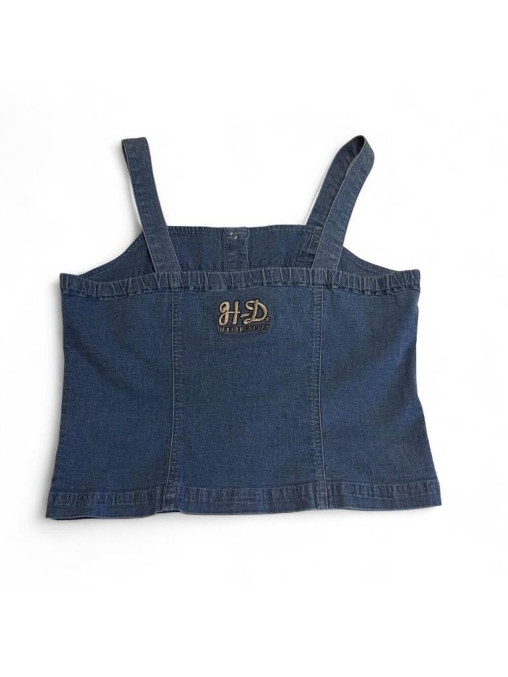 Vintage Y2K Harley Davidson Denim Crop Top Women's Medium Moto Biker Festival - Picture 5 of 7